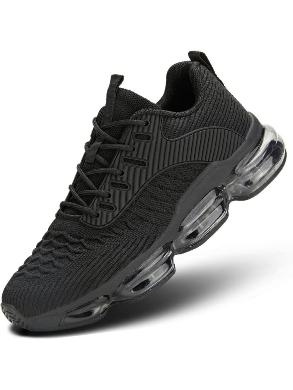 Women's Black Mesh Air Cushion Breathable Fitness Cross Trainer Running Sneaker